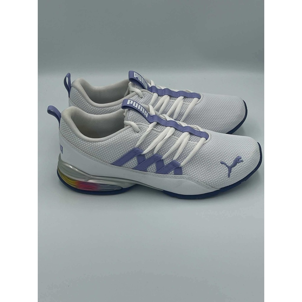 Puma Cell Riaze Womens White Purple Rainbow Running Shoes 194995-01 Size 8